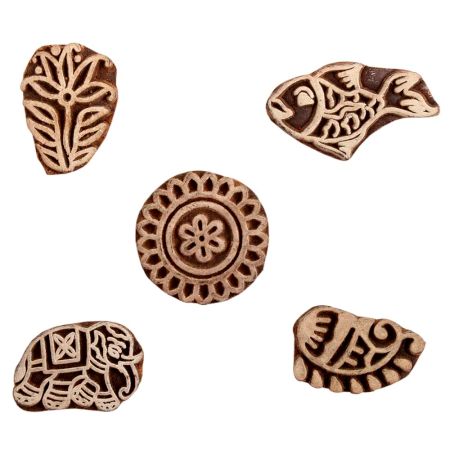 Set of 5 Piece New Mix Wooden Printing Block